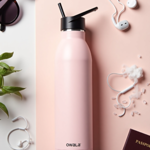 🌸 Owala FreeSip Insulated Stainless Steel Water Bottle – 24 oz (Shy Marshmallow)
