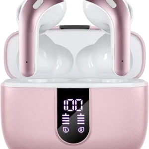 AGRY Bluetooth Headphones True Wireless Earbuds 60H Playback LED Power Display Earphones with Wireless Charging Case IPX5 Waterproof in-Ear Ear buds with Mic for TV Smart Phone Laptop Computer Sports