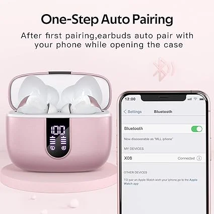 AGRY Bluetooth Headphones True Wireless Earbuds 60H Playback LED Power Display Earphones with Wireless Charging Case IPX5 Waterproof in-Ear Ear buds with Mic for TV Smart Phone Laptop Computer Sports
