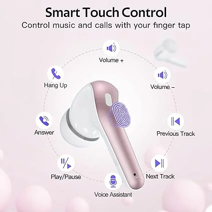 AGRY Bluetooth Headphones True Wireless Earbuds 60H Playback LED Power Display Earphones with Wireless Charging Case IPX5 Waterproof in-Ear Ear buds with Mic for TV Smart Phone Laptop Computer Sports