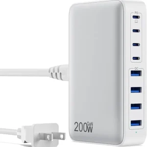 USB C Charger 200W – 8-Port GaN III Fast Charging Station Hub