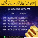 Gold Rate Today in Pakistan – Latest Prices for July 2, 2025 (Including Karachi)