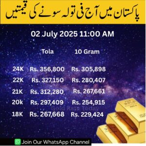 Gold Rate Today in Pakistan – Latest Prices for July 2, 2025 (Including Karachi)