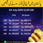 Gold Rate Today – 04 July 2025 | Latest Prices in Karachi